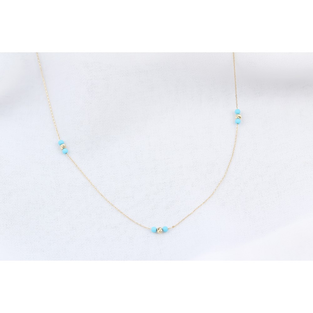 Glorria 14k Solid Gold Turquoise Necklace