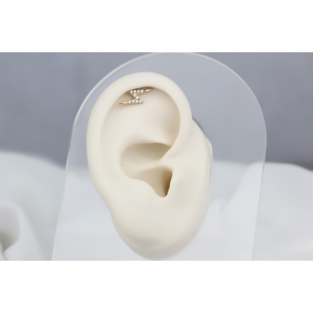 Glorria 14k Solid Gold Lightning Helix Piercing