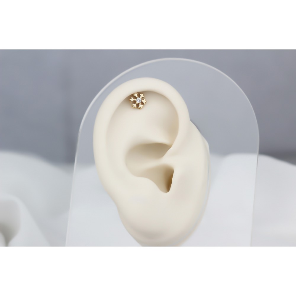 Glorria 14k Solid Gold Snowflake Helix Piercing