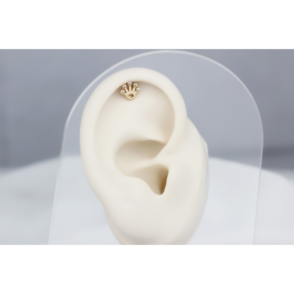 Glorria 14k Solid Gold Crown Helix Piercing