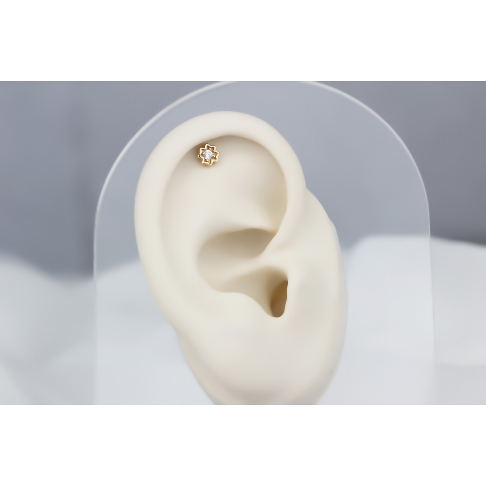 Glorria 14k Solid Gold Solitaire Helix Piercing