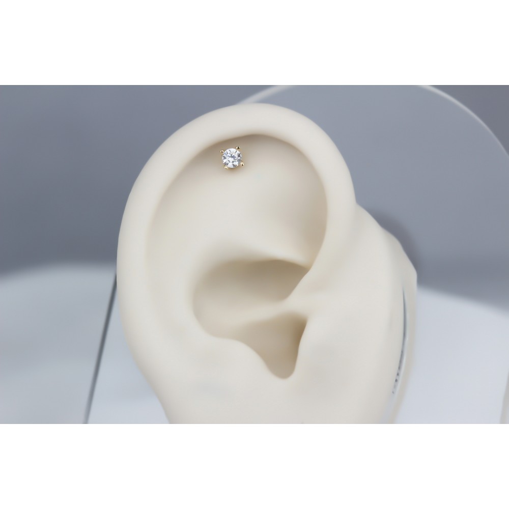 Glorria 14k Solid Gold Solitaire Helix Piercing