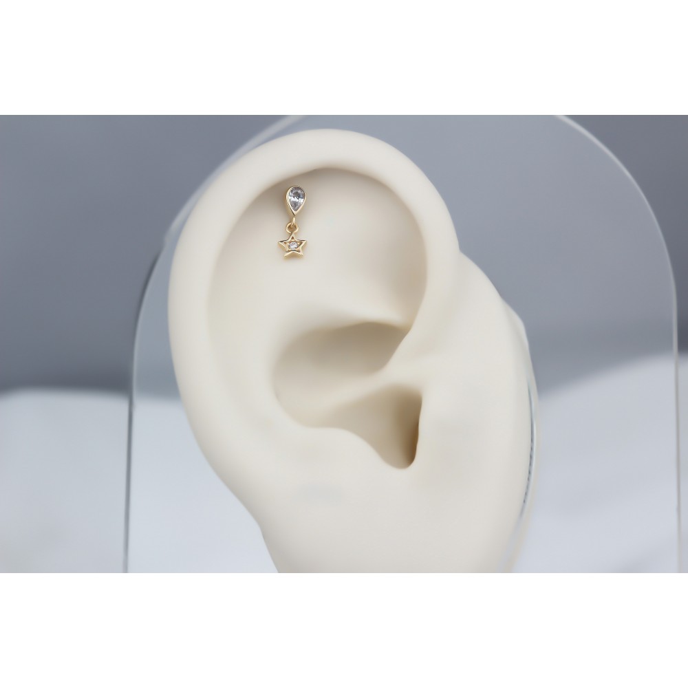 Glorria 14k Solid Gold Drop Hanging Helix Piercing