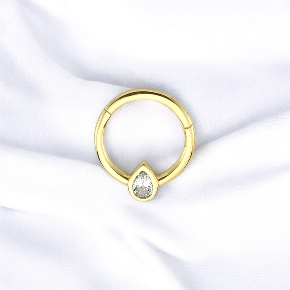 Glorria 14k Solid Gold Drop Ring Piercing