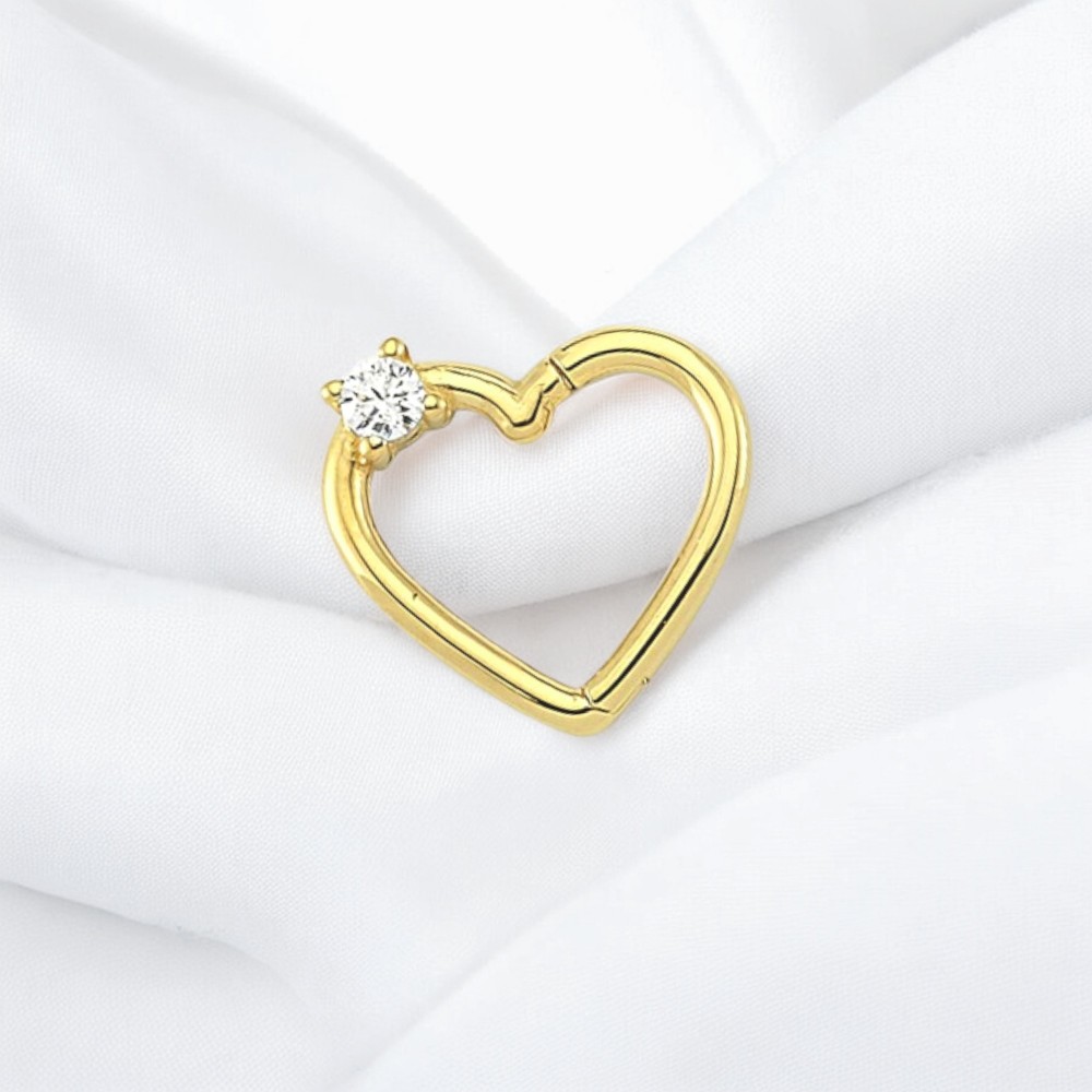 Glorria 14k Solid Gold Heart Piercing