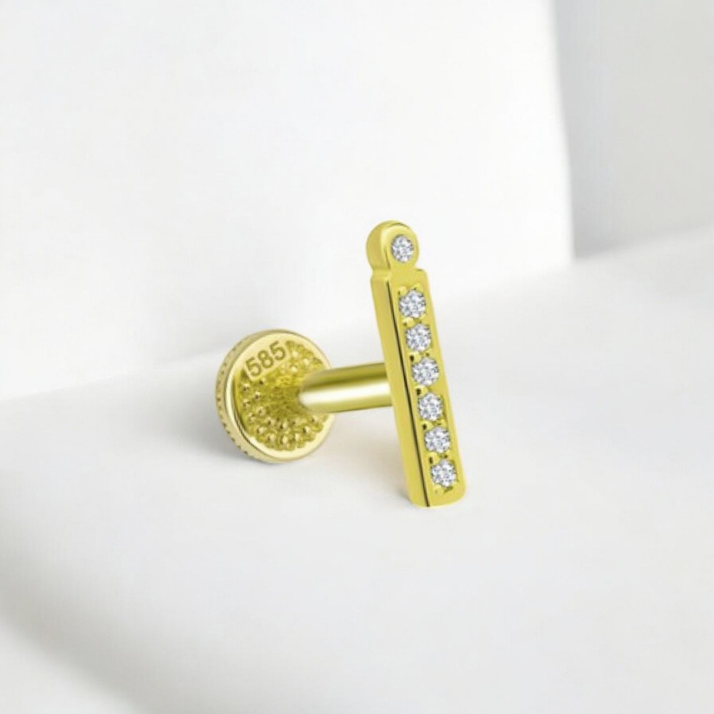 Glorria 14k Solid Gold Letter İ Tragus Piercing