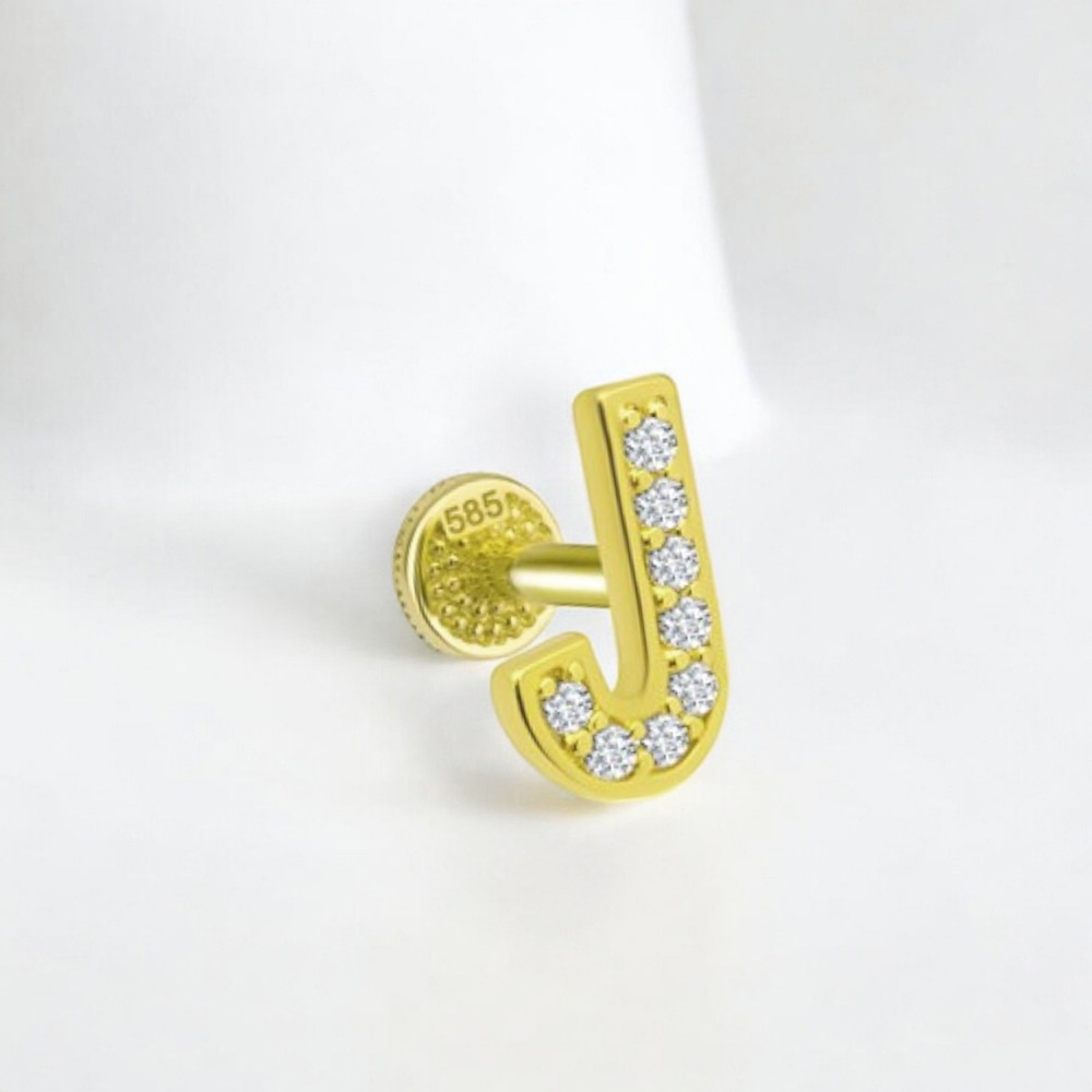 Glorria 14k Solid Gold Letter J Tragus Piercing