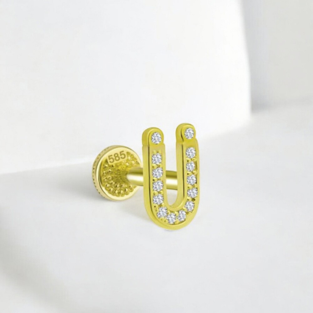 Glorria 14k Solid Gold Letter Ü Tragus Piercing