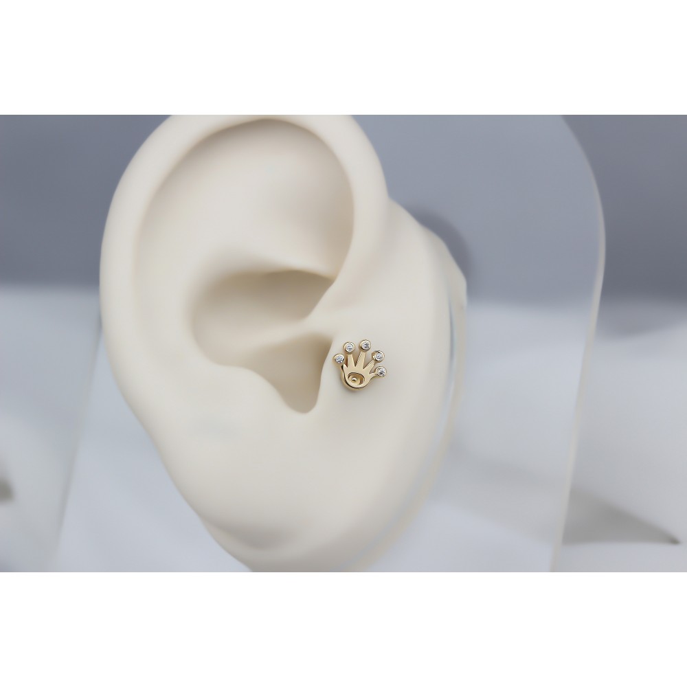 Glorria 14k Solid Gold Crown Tragus Piercing