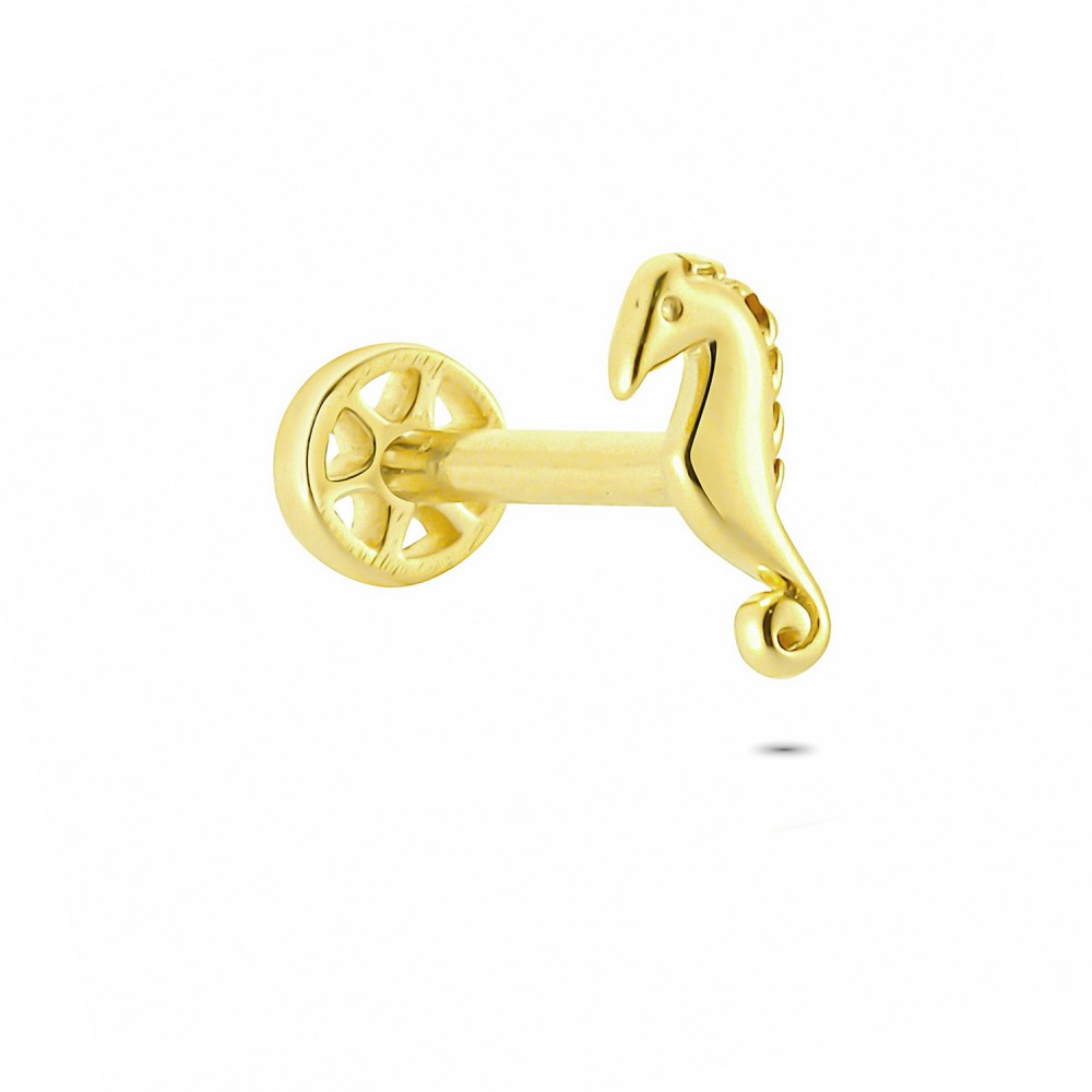 Glorria 14k Solid Gold Seahorse Tragus Piercing