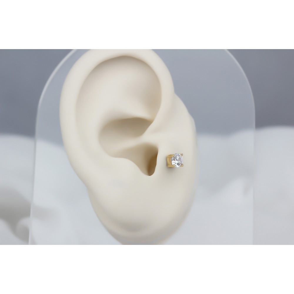 Glorria 14k Solid Gold Solitaire Tragus Piercing