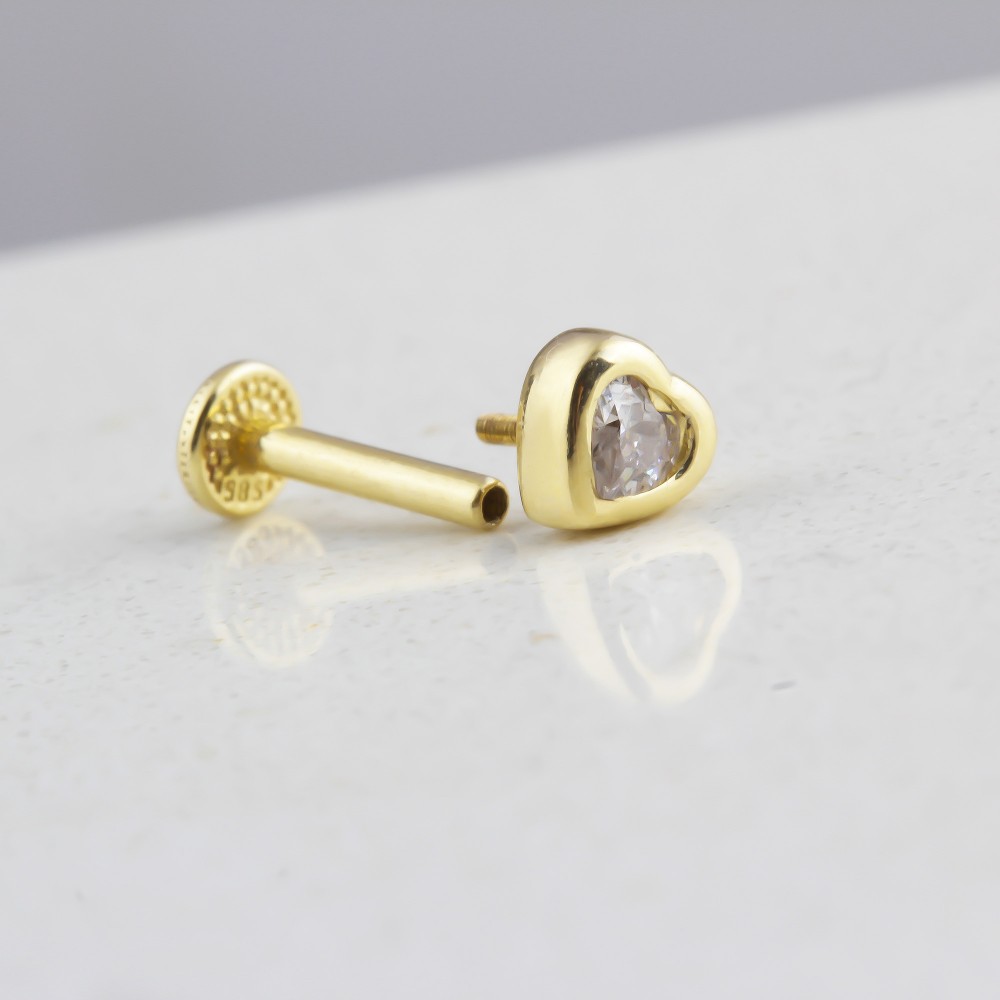 Glorria 14k Solid Gold Heart Tragus Piercing