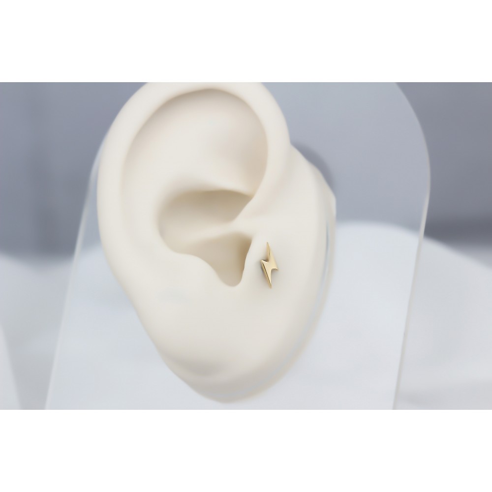 Glorria 14k Solid Gold Lightning Tragus Piercing