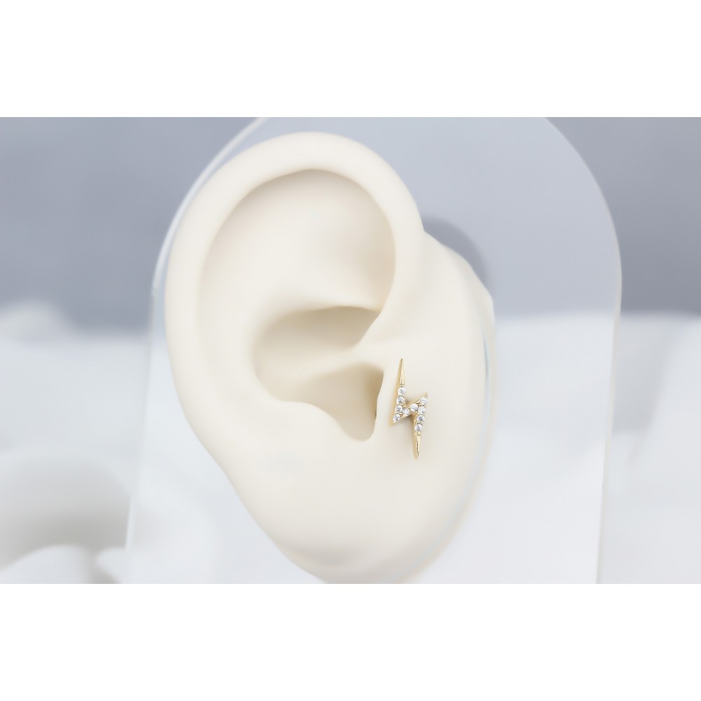 Glorria 14k Solid Gold Lightning Tragus Piercing