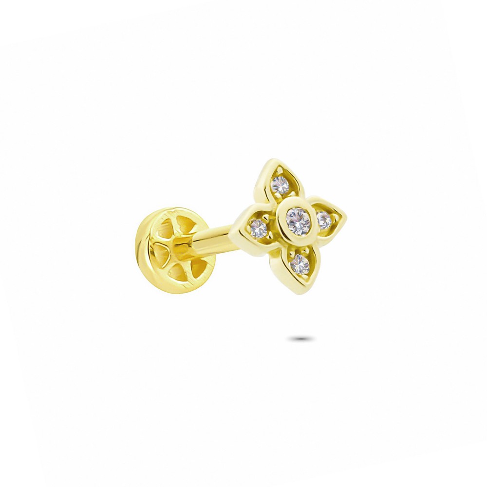 Glorria 14k Solid Gold Clover Tragus Piercing