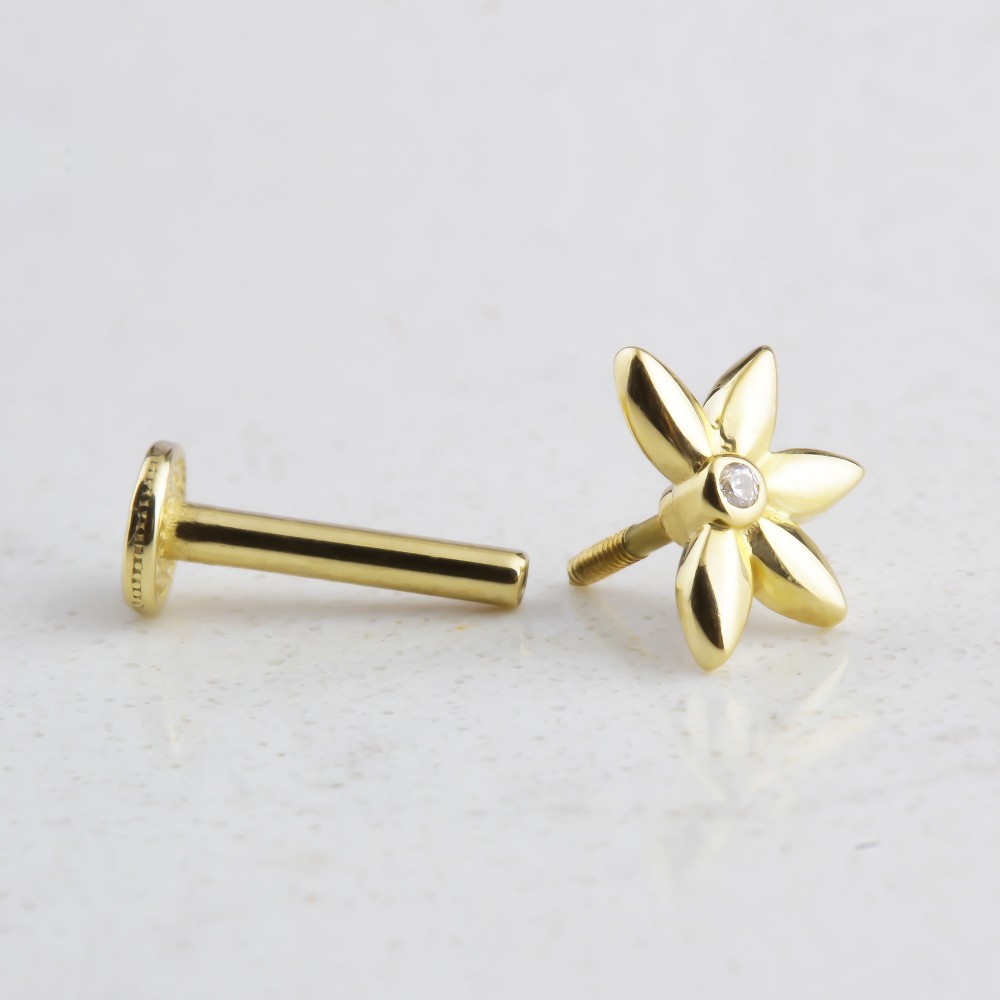 Glorria 14k Solid Gold Clover Tragus Piercing