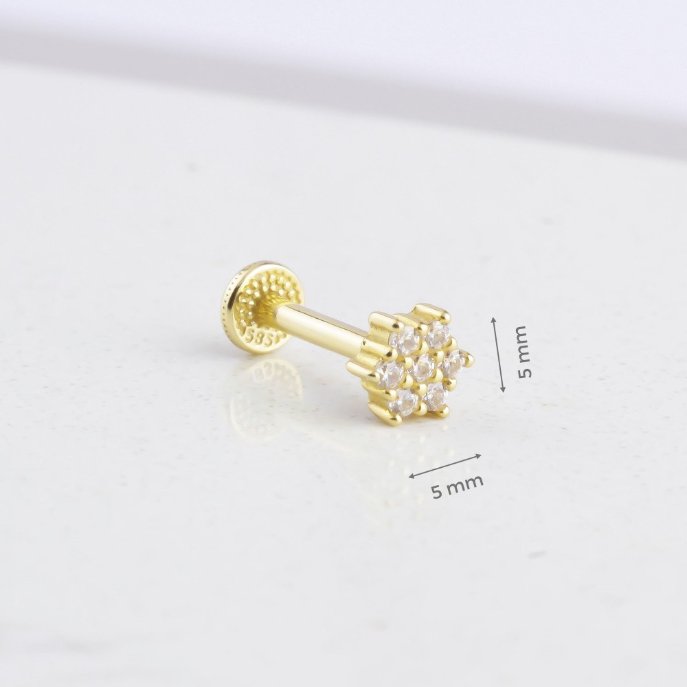 Glorria 14k Solid Gold Clover Tragus Piercing