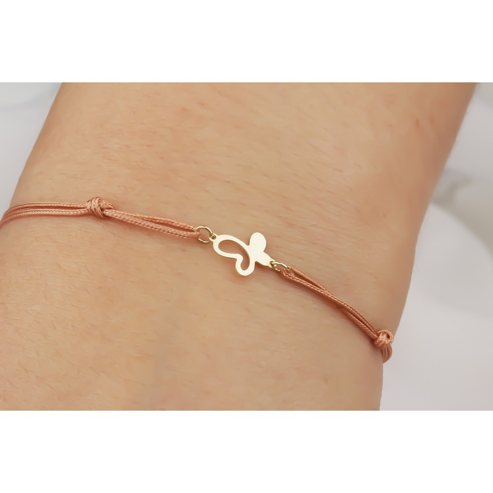 Glorria 14k Solid Gold Butterfly Rope Bracelet