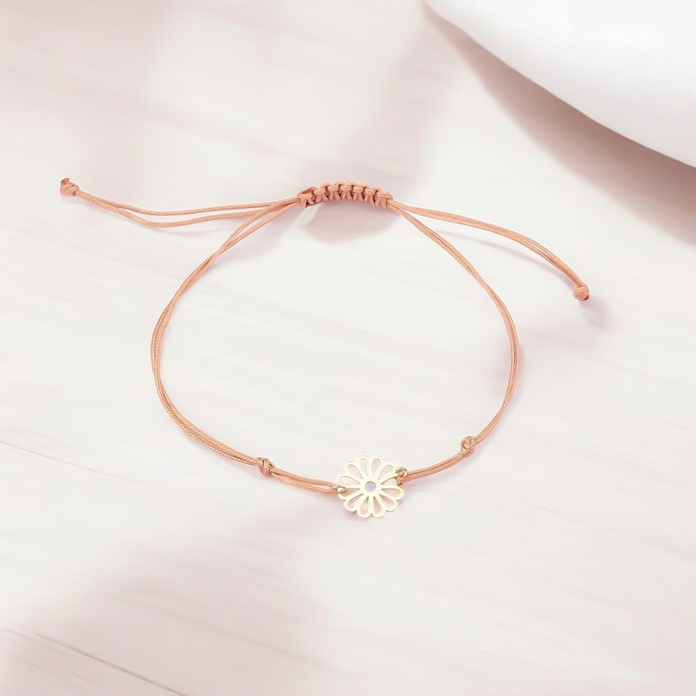 Glorria 14k Solid Gold Daisy Rope Bracelet