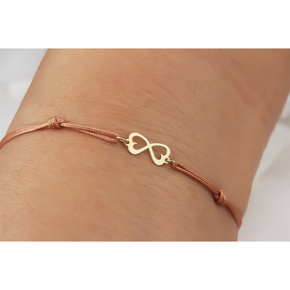 Glorria 14k Solid Gold Heart Infinity Rope Bracelet