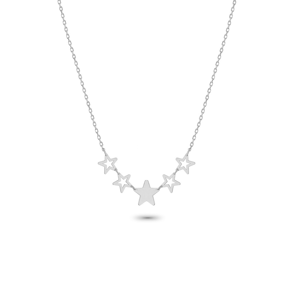 Glorria 14k Solid Gold White Star Necklace