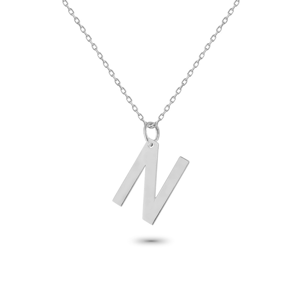 Glorria 925k Sterling Silver Letter N Necklace