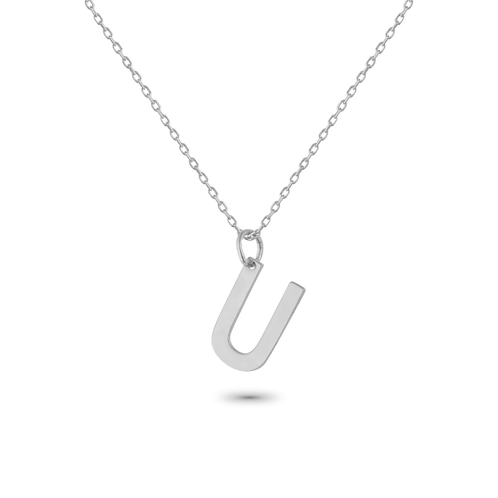 Glorria 925k Sterling Silver Letter U Necklace