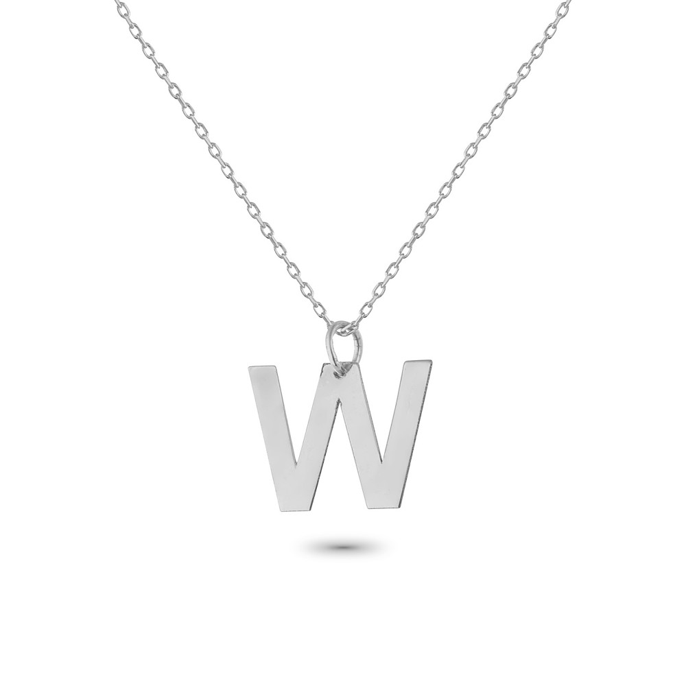 Glorria 925k Sterling Silver Letter W Necklace