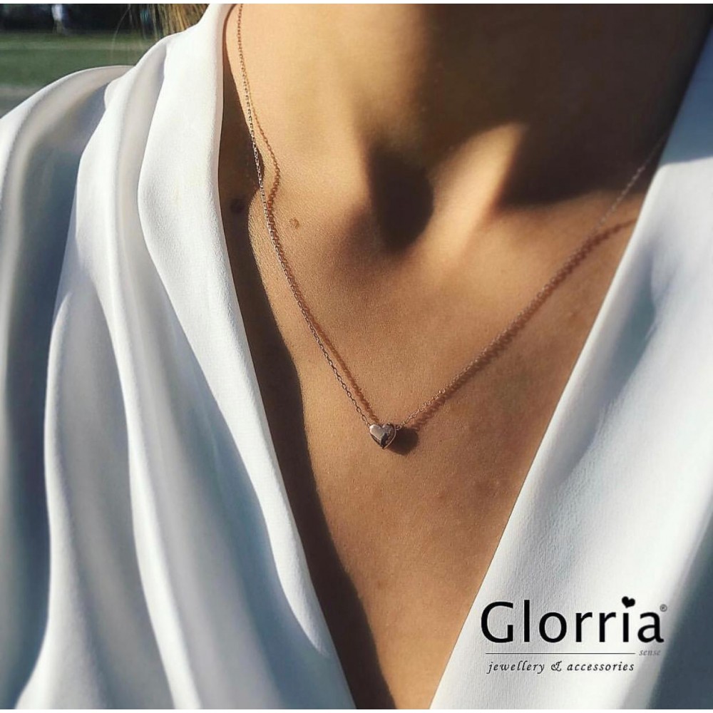 Glorria 925k Sterling Silver Heart Necklace