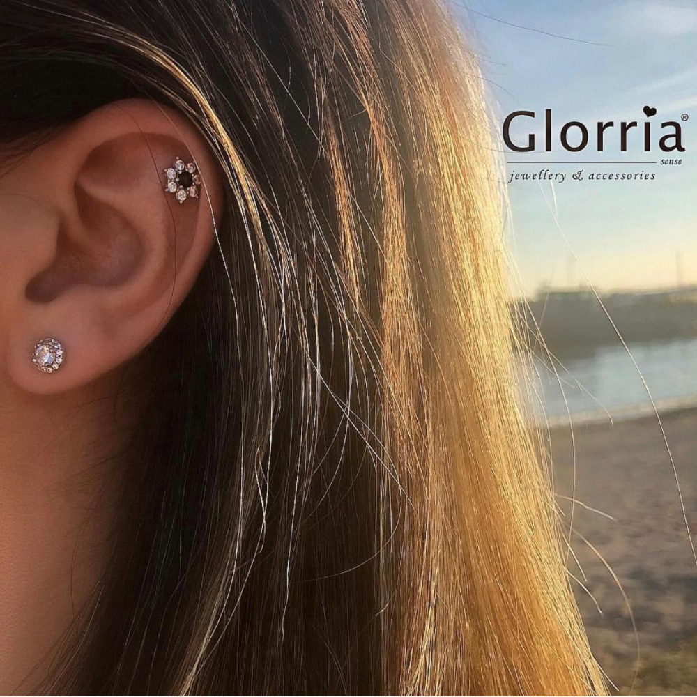 Glorria 925k Sterling Silver Round Anthurage Earring