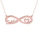 Glorria 925k Sterling Silver Personalized Name Heart Infinity Silver Necklace