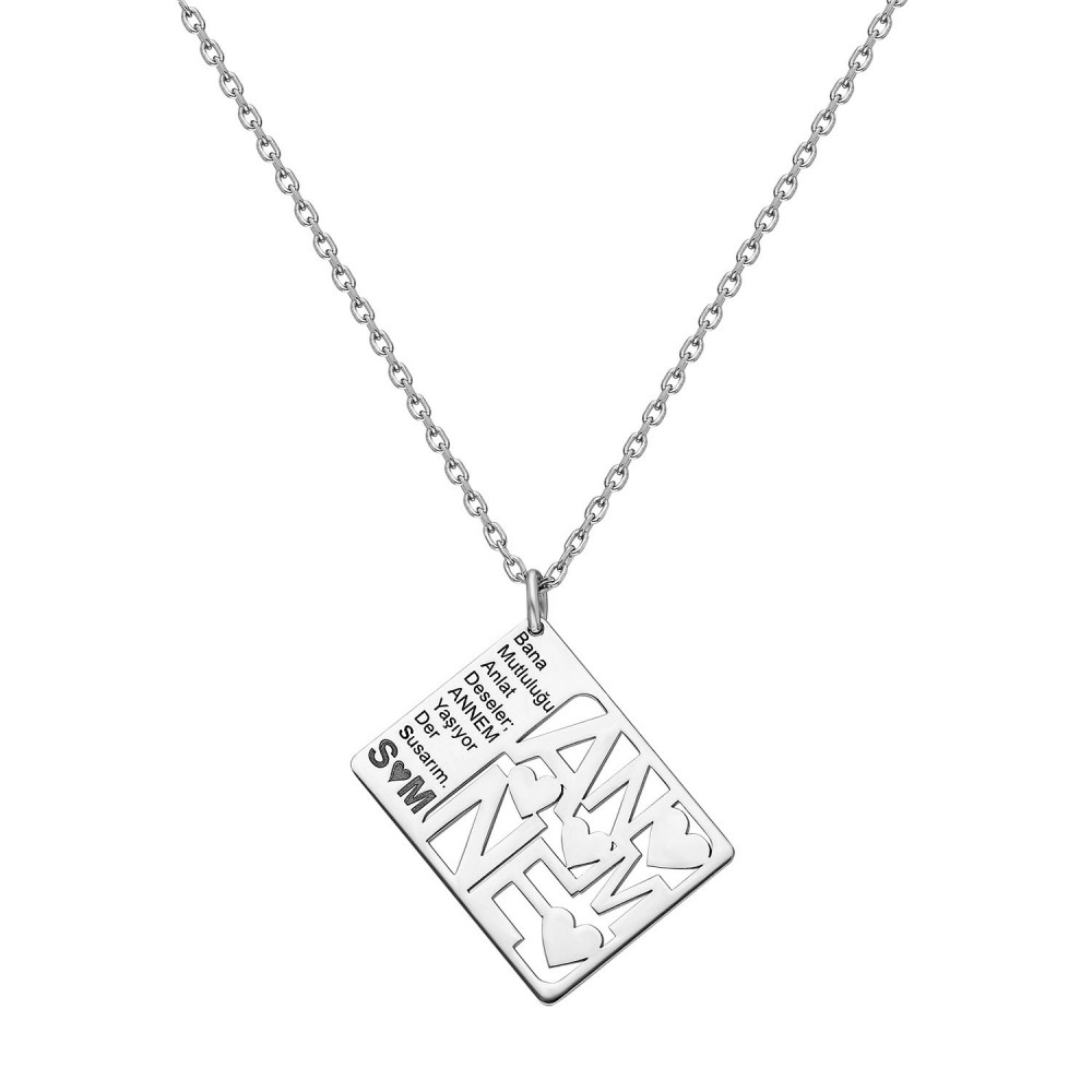 Glorria 925k Sterling Silver Personalized Letter Silver Mother Necklace