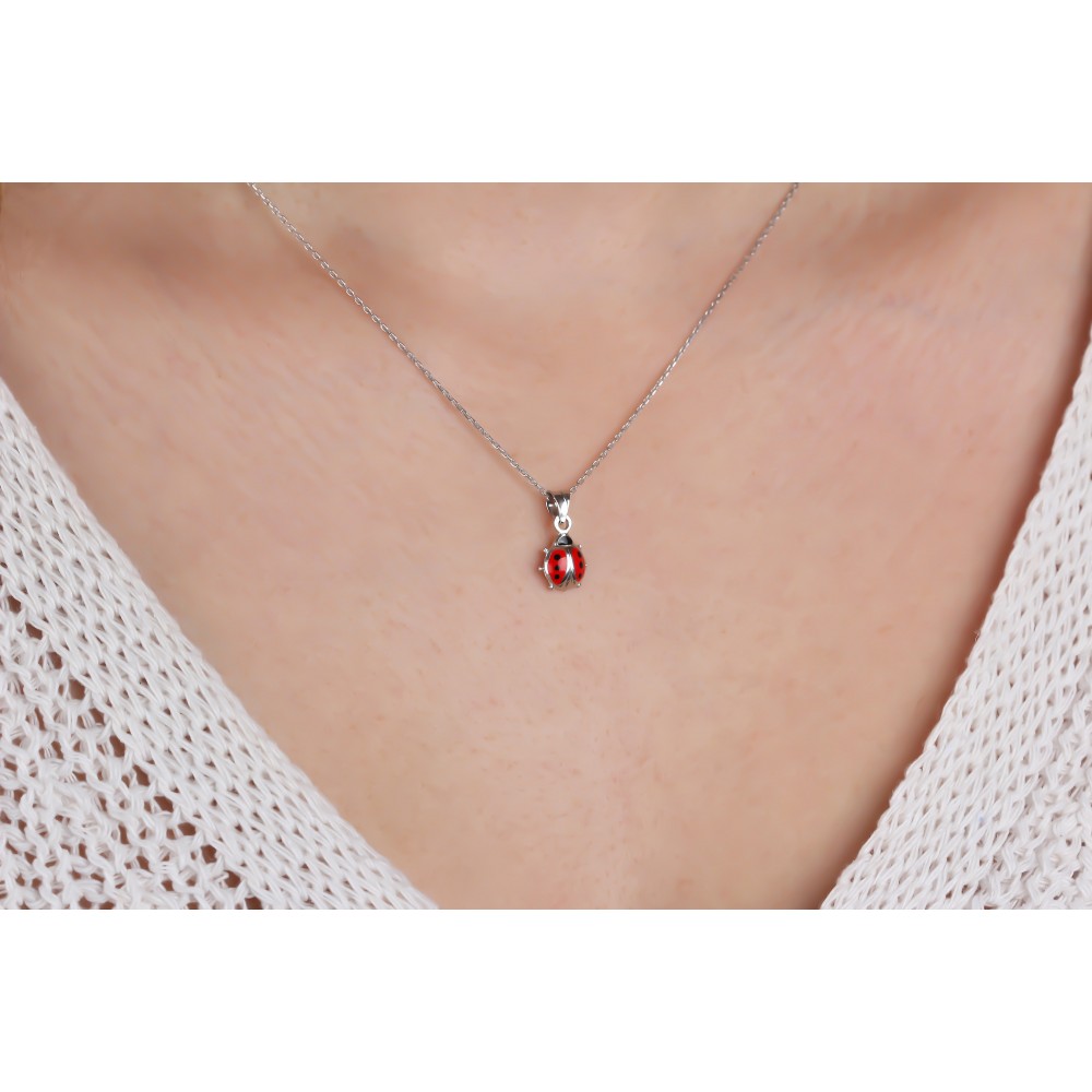 Glorria 925k Sterling Silver Ladybug Necklace