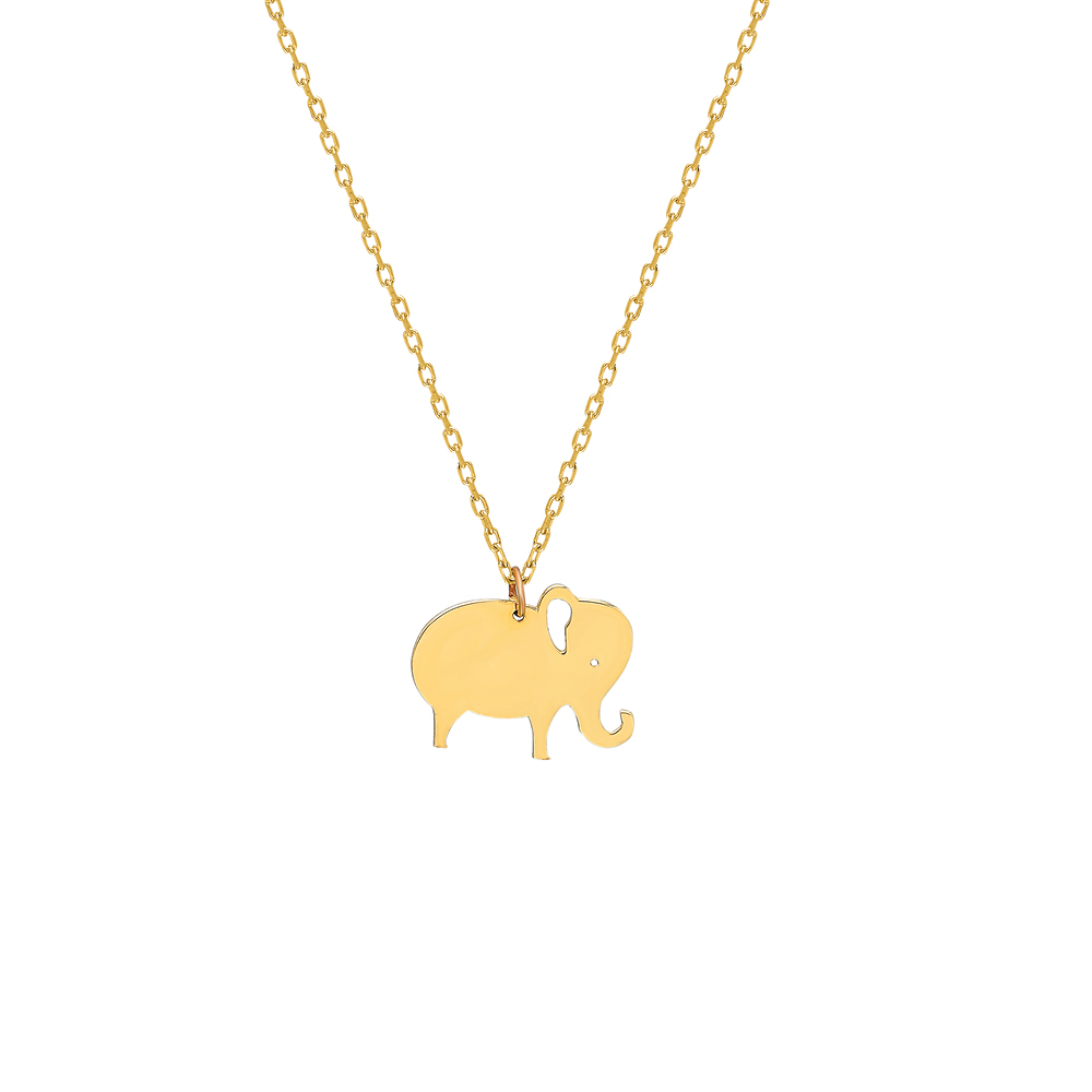 Glorria 14k Solid Gold Elephant Necklace