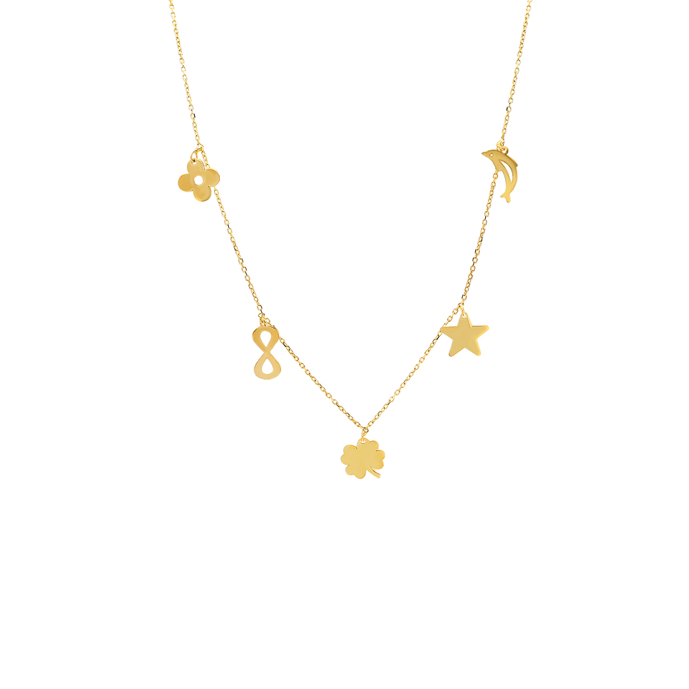 Glorria 14k Solid Gold Luck Necklace