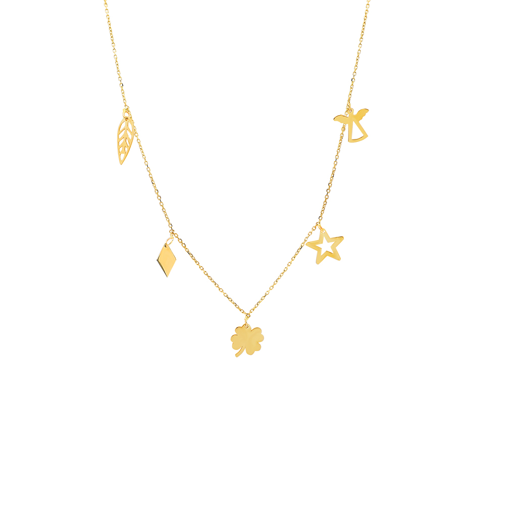 Glorria 14k Solid Gold Luck Necklace