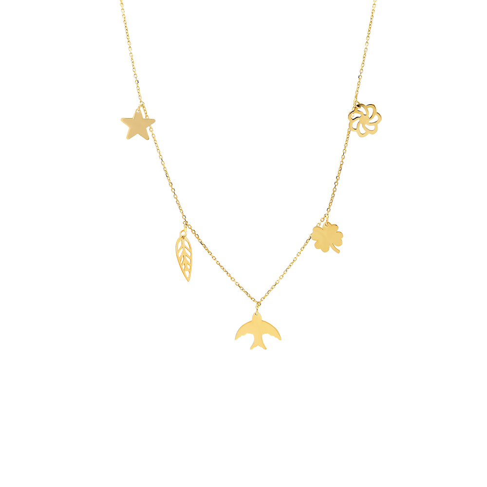 Glorria 14k Solid Gold Luck Necklace