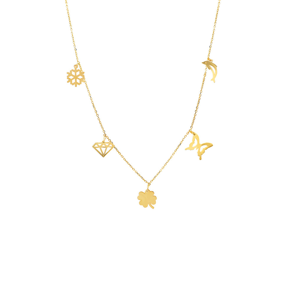 Glorria 14k Solid Gold Luck Necklace