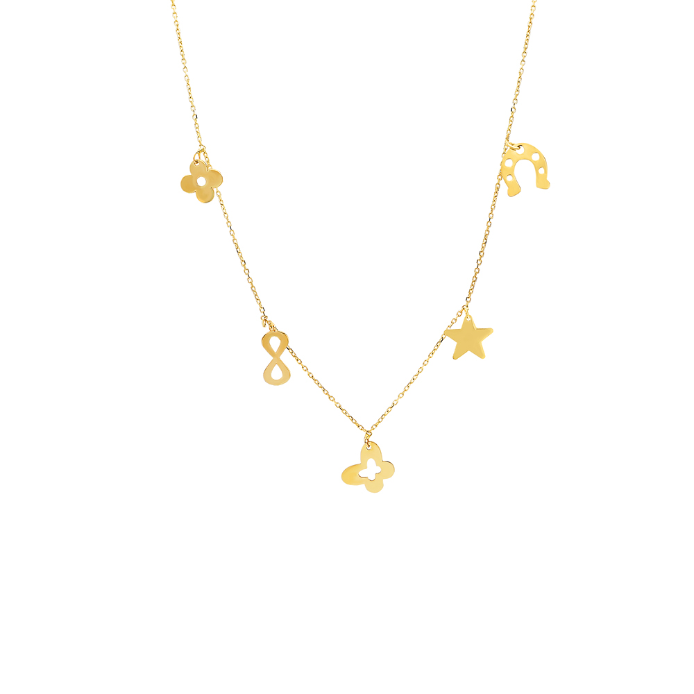 Glorria 14k Solid Gold Luck Necklace