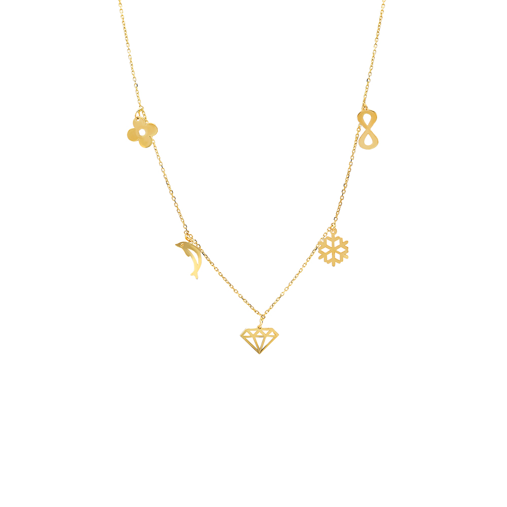 Glorria 14k Solid Gold Luck Necklace