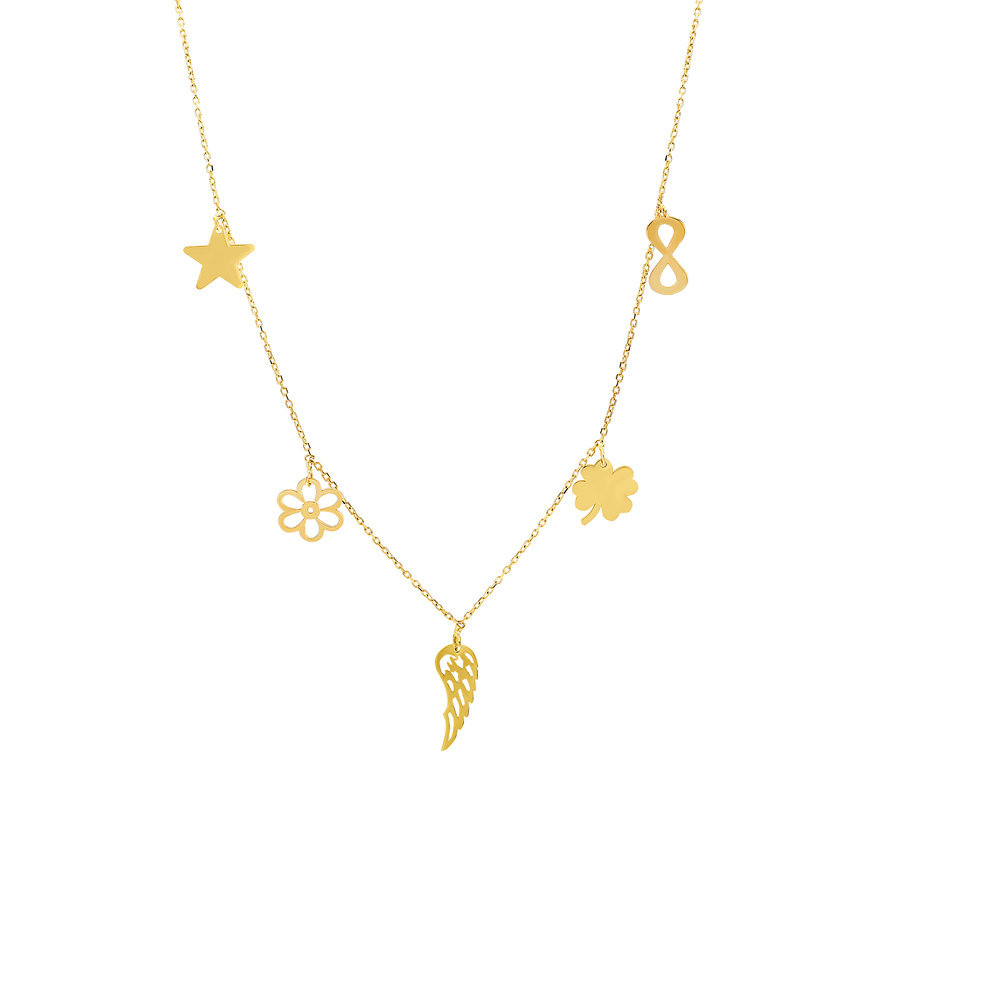 Glorria 14k Solid Gold Luck Necklace