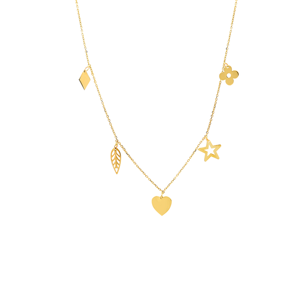 Glorria 14k Solid Gold Luck Necklace