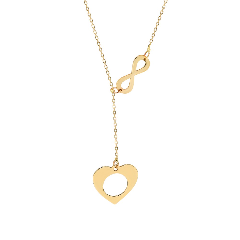 Glorria 14k Solid Gold Heart-Infinity Necklace