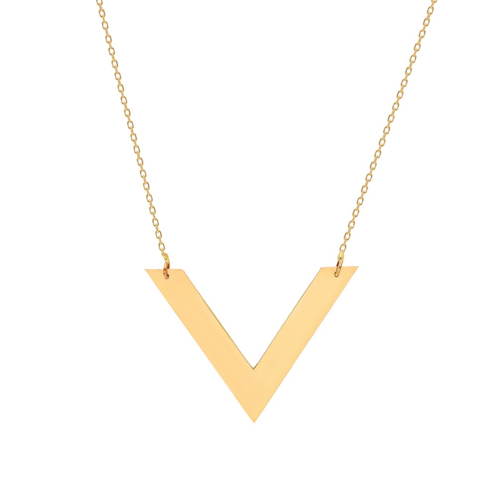 Glorria 14k Solid Gold V Necklace