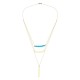 Glorria 14k Solid Gold Three Combine Turquoise Stripe Necklace