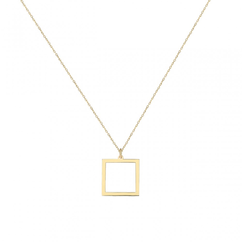 Glorria 14k Solid Gold Square Necklace