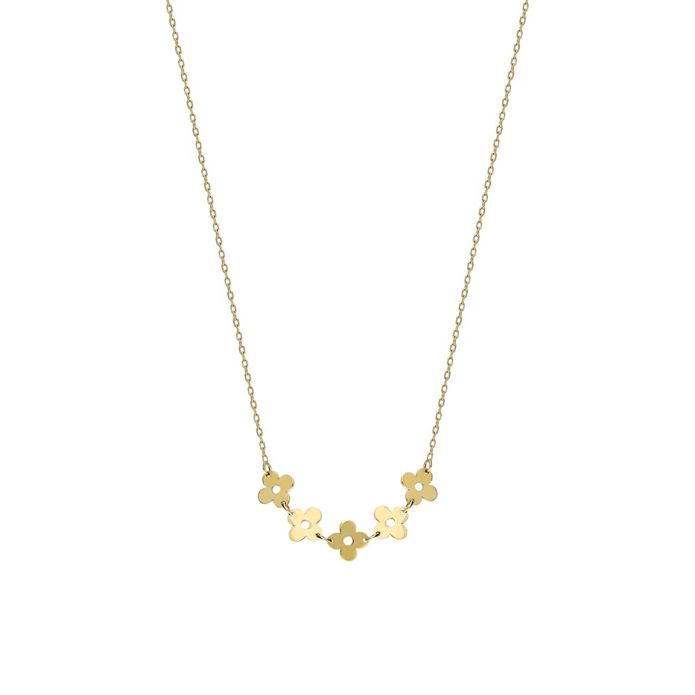 Glorria 14k Solid Gold Flower Necklace