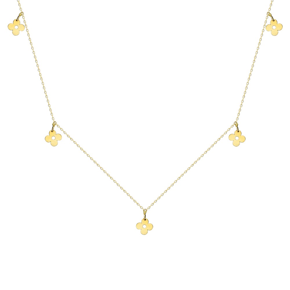 Glorria 14k Solid Gold Flower Necklace