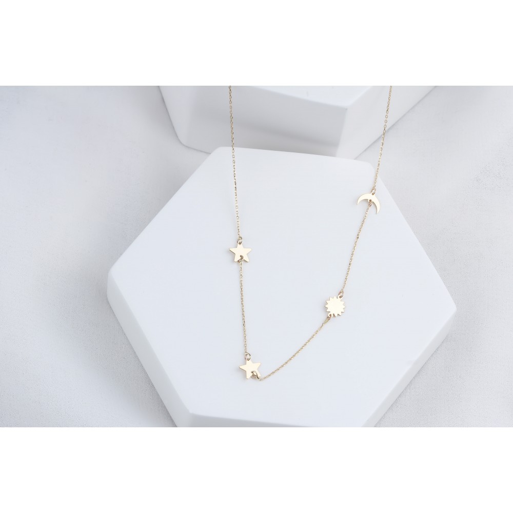 Glorria 14k Solid Gold Luck Necklace