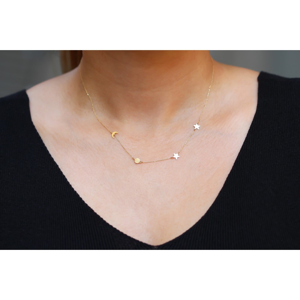 Glorria 14k Solid Gold Luck Necklace